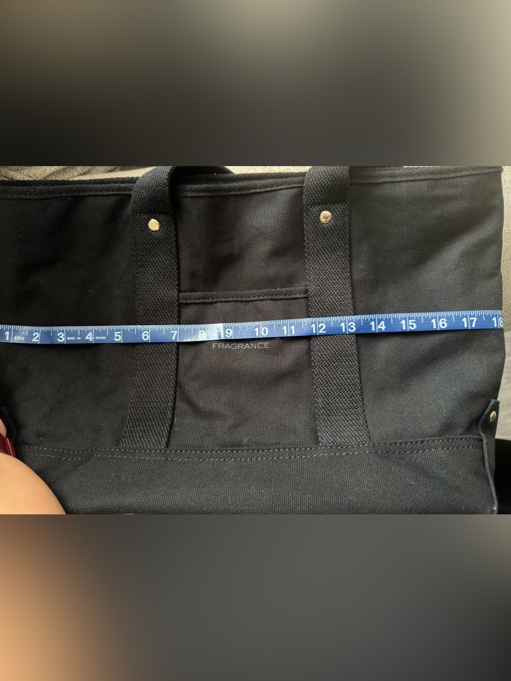 Coach Black Canvas Tote with Logo Front Pocket - Picture 7 of 7